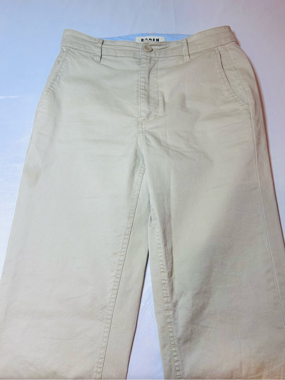 Boden Women Classic Chino Pants, Size 2R, Beige, 97% Cotton, 3% Spandex